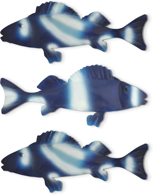 Americanflat Three Metal Fish Wall Décor Set - 3x9.5 Fish as Outdoor Metal Wall Art Decorations - Modern Style Wall Hanging Décor for Patio, Garde...