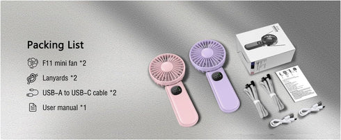 2-Pack 5-Speed Mini Fan Handheld Fan Portable Fan For Travel Essentials,Small Fan Personal Fan Neck Fan Travel Fan Hand Held Fan For Summer essent...