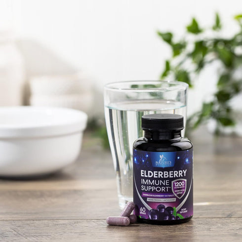 Elderberry Immune Support 10:1 Extract Capsules - Daily Immune Support Supplement for Adults, Natural Sambucus Black Elderberry Vitamins, Vegan Vi...