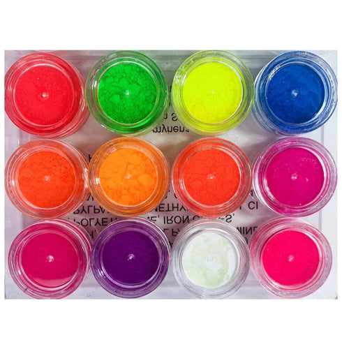 Neon Pigment Powder Set | 12 UV Blacklight Reactive Colors for Face Body Eyes Hair & Nails | Fluorescent Festival Makeup – Cruelty-Free | Hallowee...