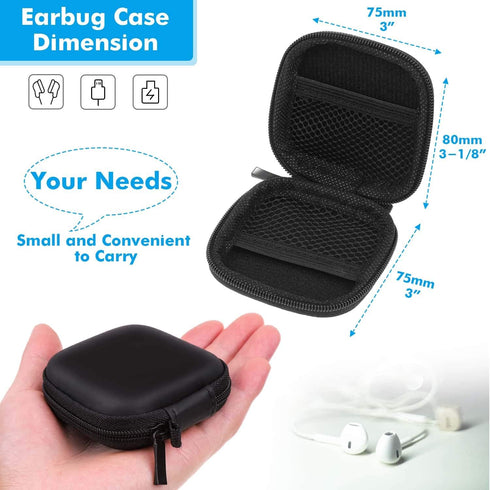 Earbud Case, Cridoz Earphone Case Headphone EVA Earbud Holder with Stainless Steel Carabiner Cell Phone Accessories Organizer Mini Earbud Pouch fo...