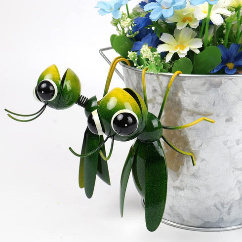 Cruis Cuka Metal Yard Art Garden Decor Cute Grasshopper Lawn Ornament Hanging Wall Sculpture - Set of 2...