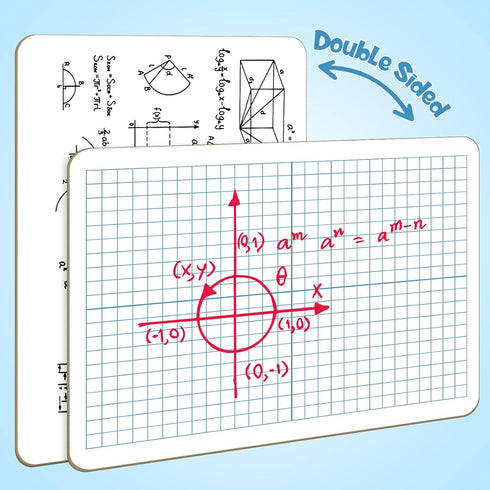 XY Axis Graph Dry Erase Board, 9" x 12" Double-Sided Coordinate Grid Whiteboard, Math Manipulatives for Students, Classroom and Home, Small Dry Er...