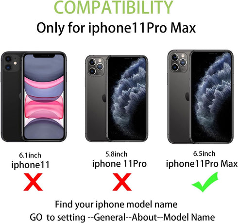 Cavor for iPhone 11 Pro Max Case with Card Holder,Wallet Case with Credit Card Holders for iPhone11ProMax Phone Case,PU Leather Kickstand Case[Wri...