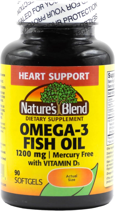 Nature's Blend Omega-3 Fish Oil 1200 mg and Vitamin D3 1000 IU 90 Softgels...