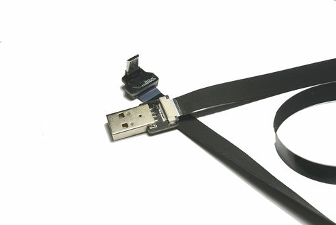 Black FFC USB FPV Flat Slim Thin Ribbon FPC Cable Micro USB 90 Degree Angle to Standard USB A for sync and Charging (50CM)...