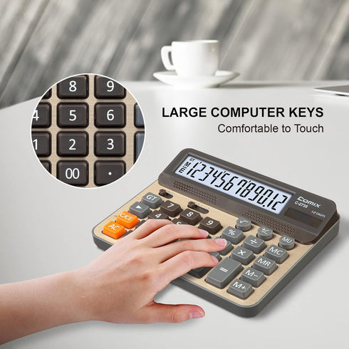 Comix Desktop Calculator, Large Computer Keys, 12 Digits Display, Champaign Gold Color Panel, C-2735...