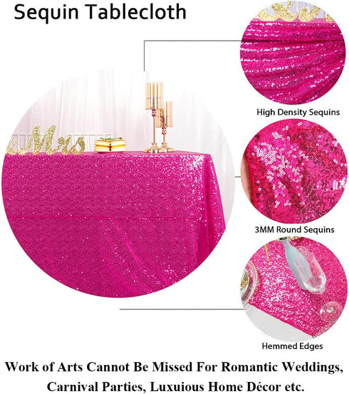 Partisout Tablecloth Square 50X50 inch Sequin Tablecloth Rustic Table Cloths Party Table Cover Circle Tablecloth Glitter Tablecloth for Birthday P...