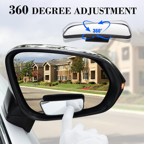 Livtee Framed Rectangular Blind Spot Mirror, HD Glass and ABS Housing Convex Wide Angle Rearview Mirror with Adjustable Stick for Universal Car (2...