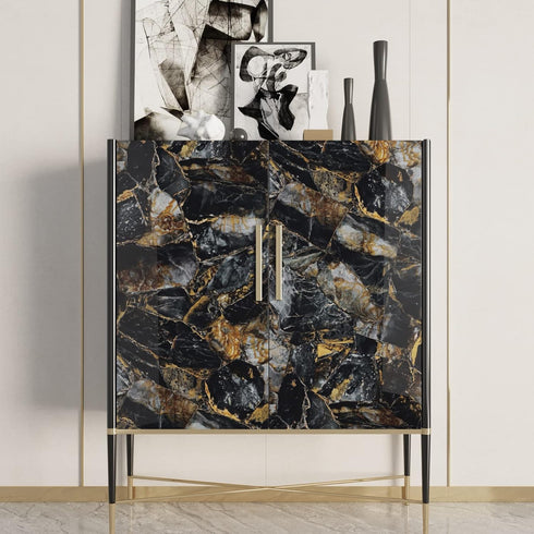 CRE8TIVE Glossy Slate Gold Marble Contact Paper Marble Wallpaper Peel and Stick Countertops for Kitchen Waterproof Self Adhesive Removable Marble ...