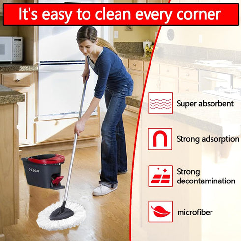 3 Pack Mop Replace Head, Great Cleaning Power Spin Mop Replacement Head for Easywring 1-Tank System, Easy Cleaning, Microfiber, Machine Washable f...