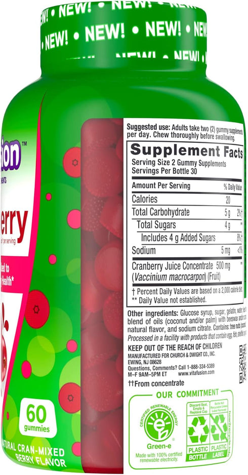 Vitafusion Cranberry Gummies for Women, 500mg Cranberry Juice Concentrate per Serving, 60ct...