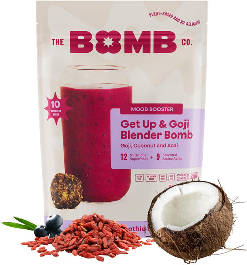 The Bomb Co. Blender Bomb, Get up & Goji, Superfood Smoothie Mix With Goji Berries, Hemp, Flax, Chia Seeds & Amino Acids, Gluten Free, High Fiber,...