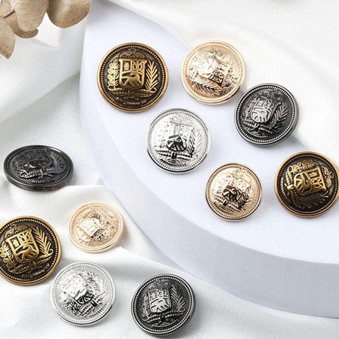 Wakauto 30Pcs Antique Metal Buttons with Round Vintage Sewing Buttons Coats Buttons Jacket Buttons Metal Blazer Button Set for DIY Craft (Black)...