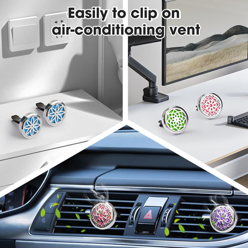 ttstar Car Diffuser Vent Clip - 30mm Aromatherapy Essential Oil Car Diffuser Vent Clips with 36 Refill Pads (3 Lotus Vent Clips, Metal)...