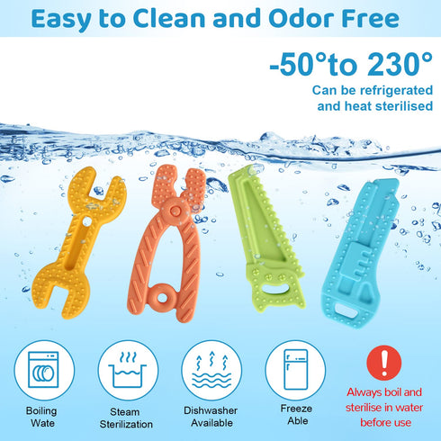 8 Pack Chew Baby Teething Toys for 0-12 Months, Freezable BPA Free Silicone Baby Molar Teether Chew Toys, Hammer Wrench Spanner Pliers Hand Saw Sh...