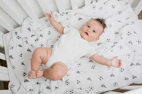 lulujo Baby Cotton Muslin Swaddle Blanket, 47 x 47, Soccer...