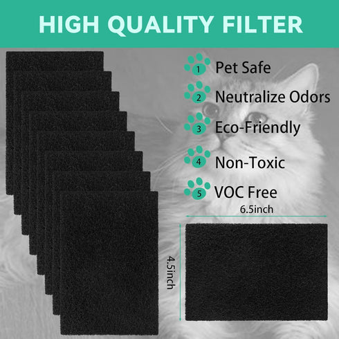8 Pcs Charcoal Filters Compatible with Van Ness Cat Litter Box, 4.5 x 6.5Inch Replacement Activated Carbon Premium Odor Filters for Pureness F6 Ze...