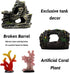 Fish Tank Decorations Plants with Resin Broken Barrel and Cave Rock View, 15pcs Aquarium Decorations Plants Plastic,Fish Tank Accessories, Fish Ca...