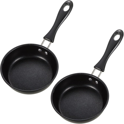 Tessco 2 Pieces Mini Cast Iron Skillet 4.7 Inch Round Mini Non Stick Fry Pan Single Egg Frying Pan with Heat Resistant Handle for Cooking Baking C...