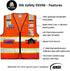 Reflective Mesh Vest High Visibility Two Tone with Pockets and Zipper, ANSI Class 2 Compliant, Orange Mesh with Yellow Trim S...