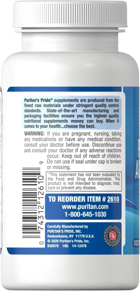 Puritans Pride Probiotic Acidophilus Tablets, White, 100 Count...