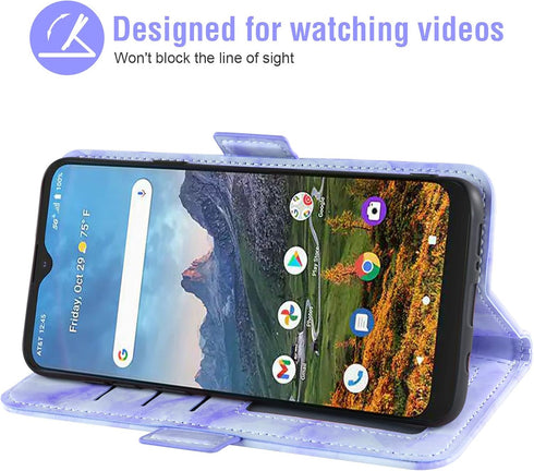 Asuwish Phone Case for AT&T Motivate Max U668AA/Cricket Ovation 3 U668AC with Tempered Glass Screen Protector and Marble Wallet Cover Flip Card Ho...