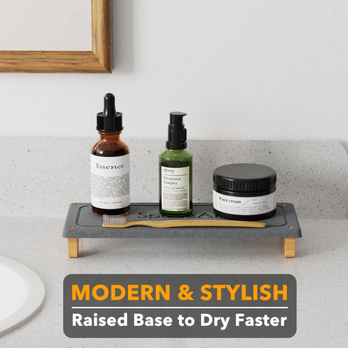 SpaceAid DryingNeat Sink Organizer, Instant Dry Sink Caddy Organizers, Kitchen Sponge Soap Holder Dispenser, Countertop Fast Drying Rack (Bamboo F...