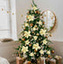 Geefuun 28PCS Christmas Tree Decorations: Poinsettias Artificial Flowers Ornaments Xmas Gold Glitter Flower with Clips...
