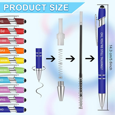 Snarky Office Pens Funny Insulting Pens Arcastic Negative Quotes Ballpoint Pens Macaron Touch Stylus Pens for Office, Black Ink(20 Pcs)......