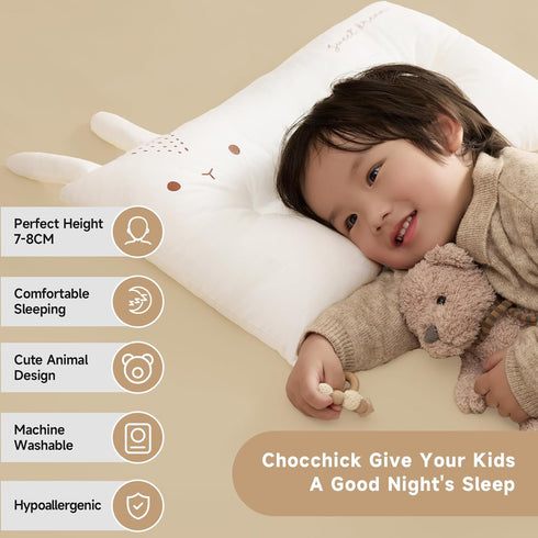 Choc chick Toddler Pillow,20X12inches Machine Washable 100% Cotton Pillowcase Soft Hypoallergenic Kids Pillows,Child Cute Animal Perfect Toddler P...