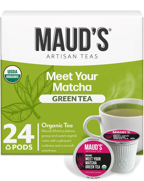 Maud's Organic Matcha Green Tea Pods, 24 ct, Recyclable Single Serve Tea Pods – 100% Gourmet Blended Tea Leaves, Compatible with Keurig K Cups Mak...