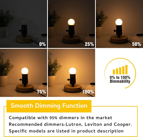 Dimmable LED 3W Small Light Bulb, 25w Equivalent E26 Standard Screw Base, G40 Soft Warm White 2700K 260lm Frosted Lights Bulb for Bathroom, Bedroo...