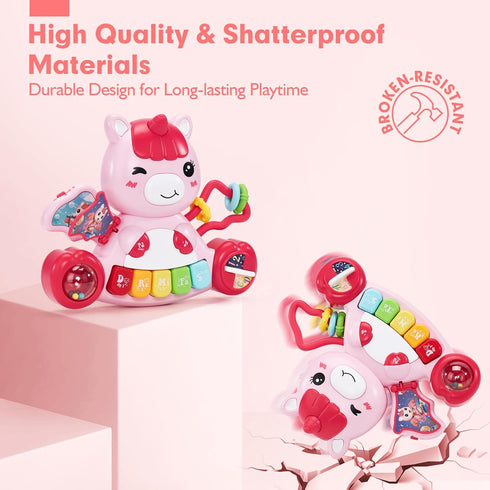 Baby Toys 6 to 12 Months Baby Girls Activity Early Learning Educational Toys Unicorn Musical Light Infant Piano Toys 6 9 12 18-Month-Old Baby Gift...