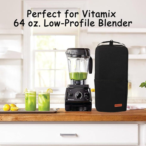 Hanging Blender Cover Compatible with Vitamix Low-Profile 64 oz. Blender, Foldable Dust Cover with Accessory Pockets Fits for Kitchen Blender, Bla...