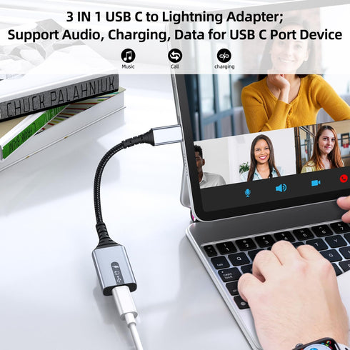 USB C to Lightning Audio and Charge Adapter Cable USB Type C Male to Lightning Female HiFi Audio Headphones 60W Fast Charge & Data Fit with iPhone...