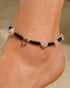 Natural Raw Amethyst with Black Agate Beads Ankle Bracelets for Women Healing Crystals Anklet Adjustable Handmade Jewelry...