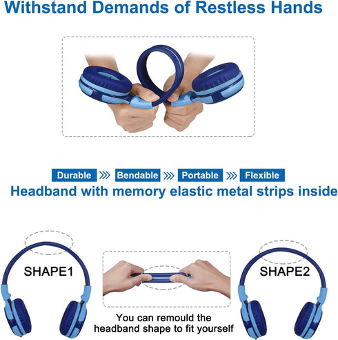 SIMOLIO Kids Headphones for School Age, Wired Headsets with Microphone Volume Limiter Sharing Jack, Adjustable & Durable, Tangle-Free Foldable Ste...