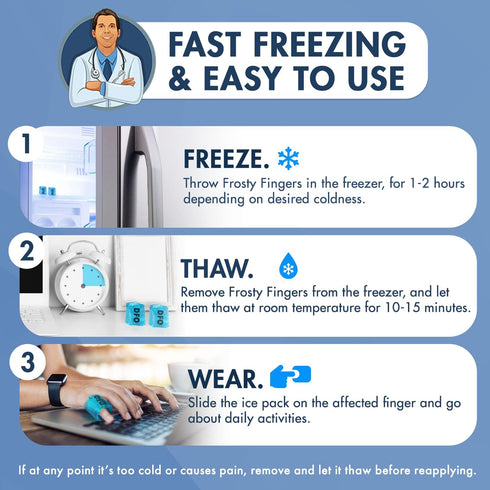 Dr. Frederick's Original Frosty Fingers - 2pc - Finger Gel Ice Packs - Finger Ice Pack Wrap - Thumb Ice Pack - Reusable Ice Pack Sleeves - for Inj...