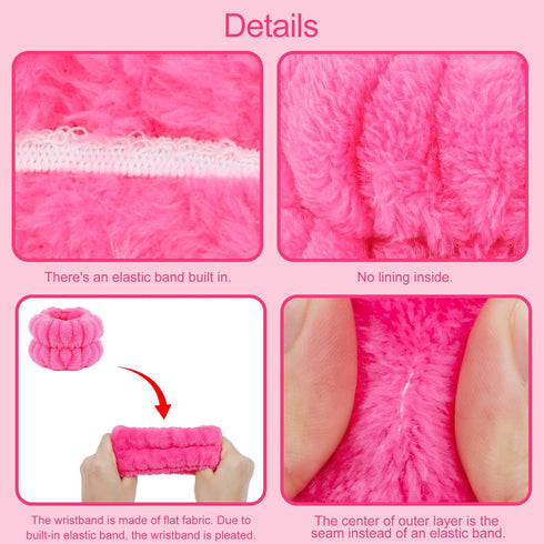 Wecoe Pink Rose Red Spa Headband And Wristband Set Skincare Headband For Washing Face Hair Claw Clips For Thick Hair Cute Puffy Sponge Bubble Make...