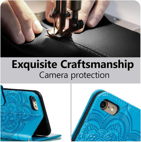 EYZUTAK Mandala Case for iPhone SE(5G) 2022 iPhone 7 iPhone 8 iPhone SE 2020, Premium Leather Flip Wallet Card Slots Magnetic Stand Ultra Slim Cas...