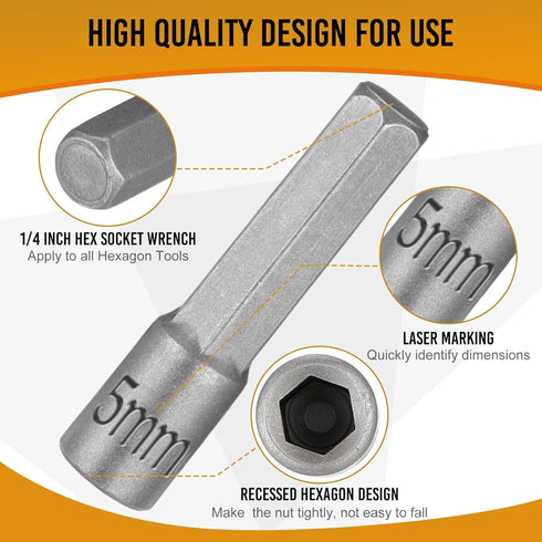 23 Pcs Power Nuts Driver Drill Bit Tools Set 1/4'' Driver Hex Shank Keys Metric Socket Wrench Screw Impact Driver Bit Set for Power Tools, Electri...
