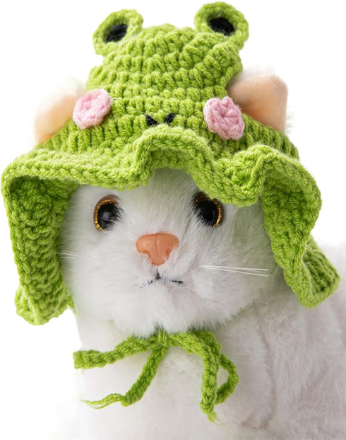 QWINEE 2Pcs Cartoon Design Knit Cute Dog Hat Soft Cat Hat Rabbit Hat Halloween Christmas Party Costume Head Wear Accessories for Puppy Cat Kitten ...
