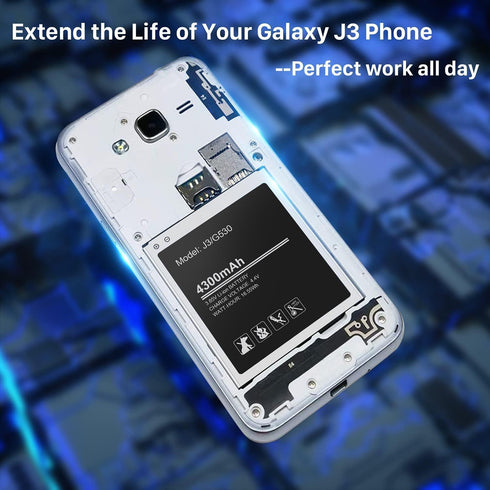 WAVYPO Battery for Galaxy J3,Upgraded 4300mAh Li-ion Battery Replacement for Samsung J3 J327A J327P J320V J320A J320F J320P EB-BG530BBC EB-BG530BB...