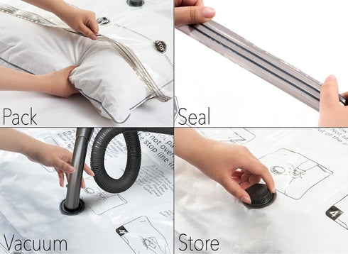 SpaceAid Vacuum Storage Bags, Space Saver Sealer Compression Bags for Comforters, Blankets, Pillows, Bedding, Clothes (Small 3 Pack)...