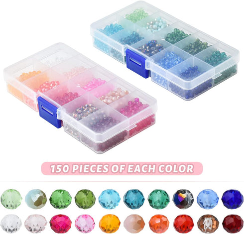 Glass Beads for Jewelry Making, 3000PCS Mulitcolor Beads 20 Colors 4mm Rondelle Crystal Beads, Beading Craft Kit, Spacer Beads for Bracelets, Neck...