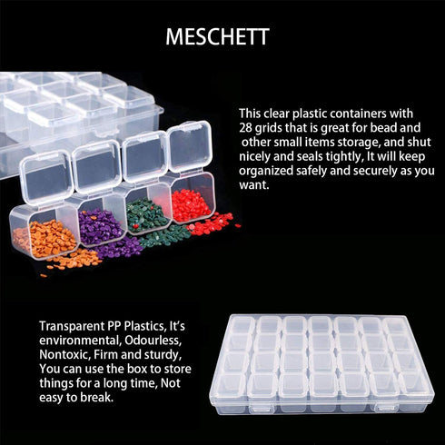 3 Pack 28 Grids Clear Plastic Organizer Box Plastic Jewelry Box Movable Dividers Earring Storage Containers Diamond Painting Storage Case for Cros...