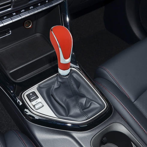Leather Gear Shift Knob Car Shifter Lever Head Weighted Stick Lever Handle for Most Manual Automatic Vehicles (Red)...
