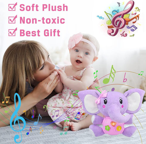 Aiduy Baby Toys 6 to 12 Months - 6 Months Old Plush Elephant Baby Toy Musical Infant Toys - Babies Light Up Toys for 1 Year Old Boy & Girl Newborn...