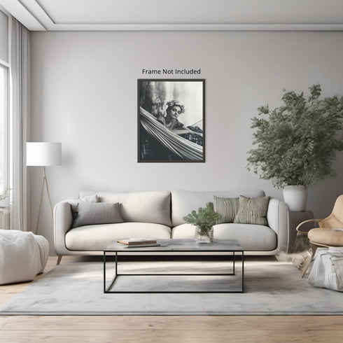 Posterizer 1 pcs-black and white photography style art-woman with flower crown 1-Photography Art-Retro Art-Decor for Home & Office- unframed wall ...